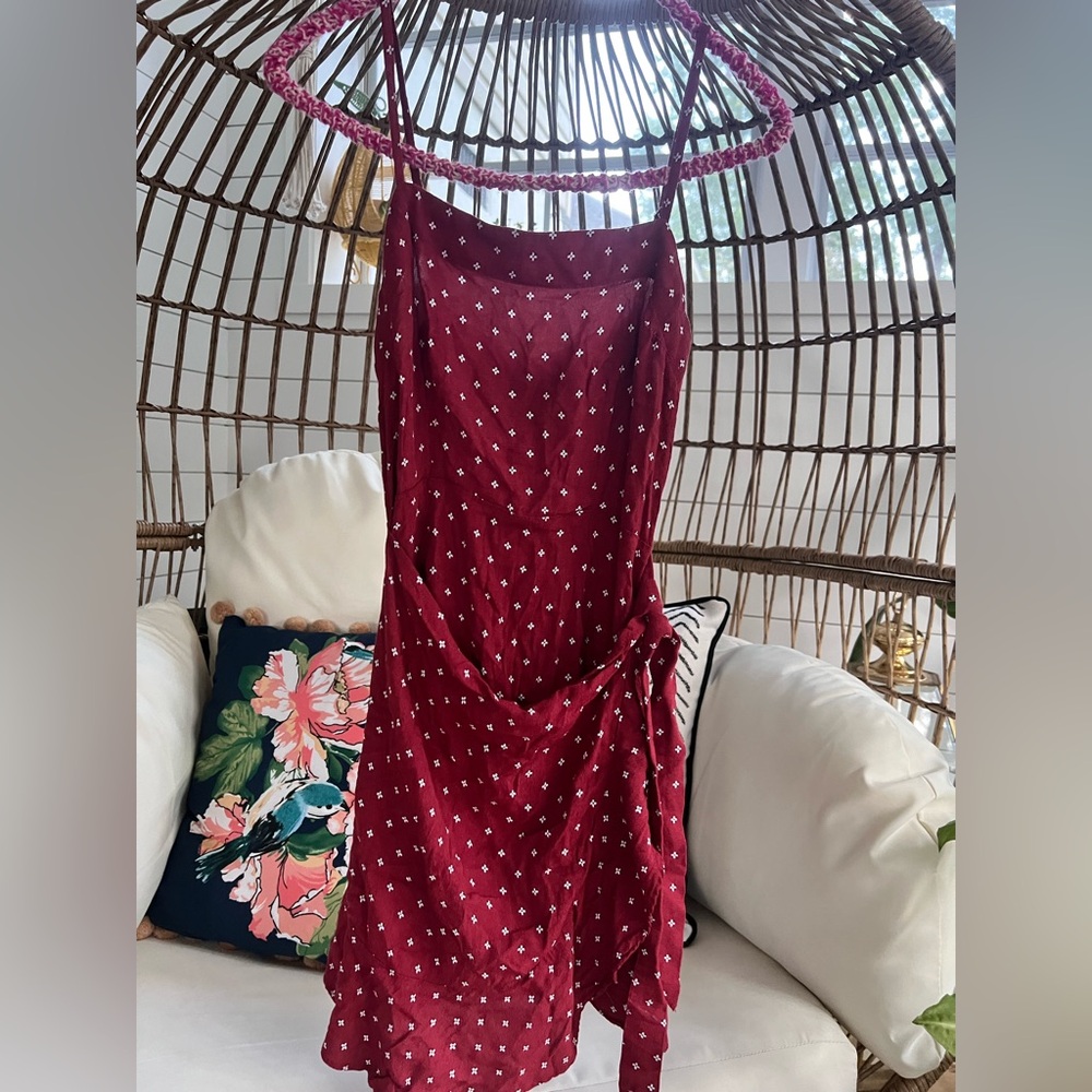 Abercrombie & Fitch Red Summer Faux Wrap Dress